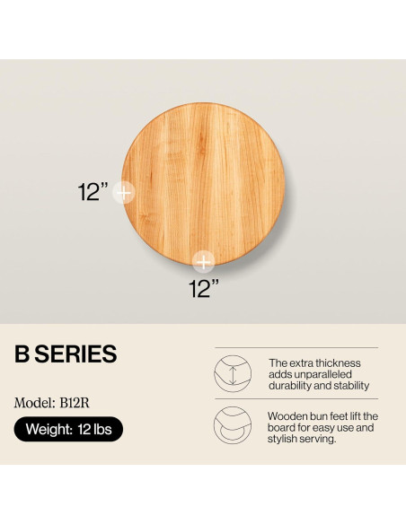 Tabla de Cortar Redonda John Boos B12R de Madera de Arce 30.48cm