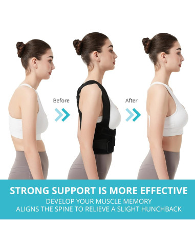 Corrector de Postura SHAPERKY Ajustable para Espalda - Negro Pequeño