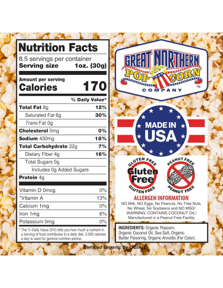 18 Paquetes de Palomitas Orgánicas Great Northern 304.8g