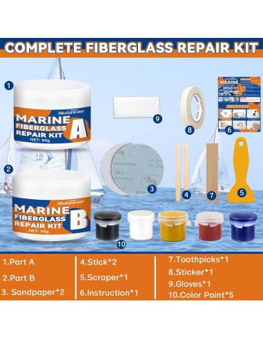 Kit de Reparación de Barcos de Fibra de Vidrio MiotuHome 100g