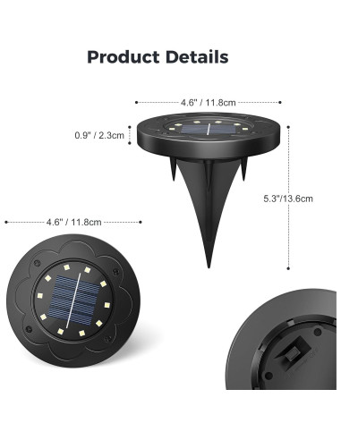Luces Solares Brightown LED Empotradas 12 Paquetes IP65