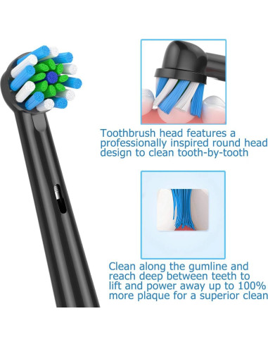 Cabezas de cepillo de dientes Oral-B Reemplazo 16 Pcs Negro