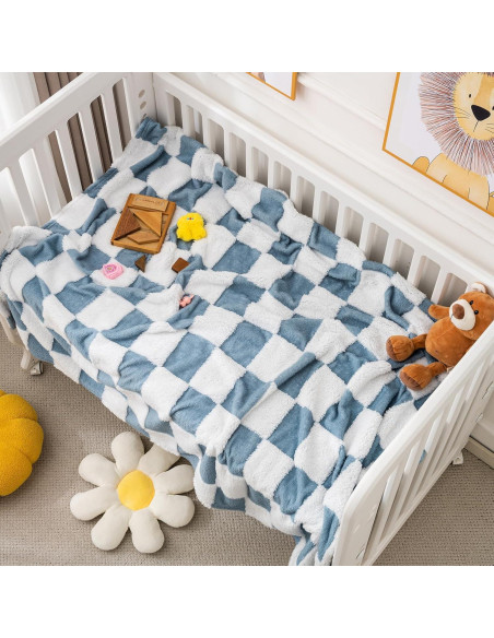 Manta de forro polar Yagle Mate 76x102 cm cuadros azules