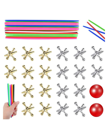Juego de Jacks y Palitos de Recoger ZeeDix - 60 Pcs Juego de Jacks y Palitos de Recoger ZeeDix - 60 Pcs