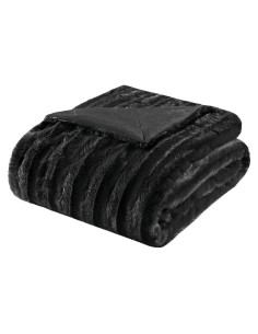 Manta de Piel Sintética Madison Park Duke 127x152 cm Negra