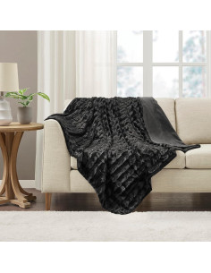 Manta de Piel Sintética Madison Park Duke 127x152 cm Negra 2