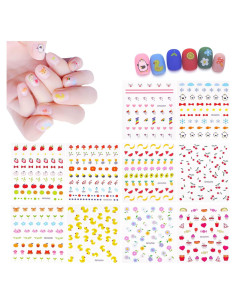 10 Hojas Stickers de Uñas IHUKEIT para Niños Arcoíris