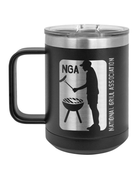 Taza de Café Aislada 15 oz BBQ Fans con Tapa Deslizante