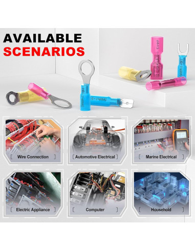 Kit de Conectores Termoretráctiles AIRIC 120 PCS 22-10 AWG
