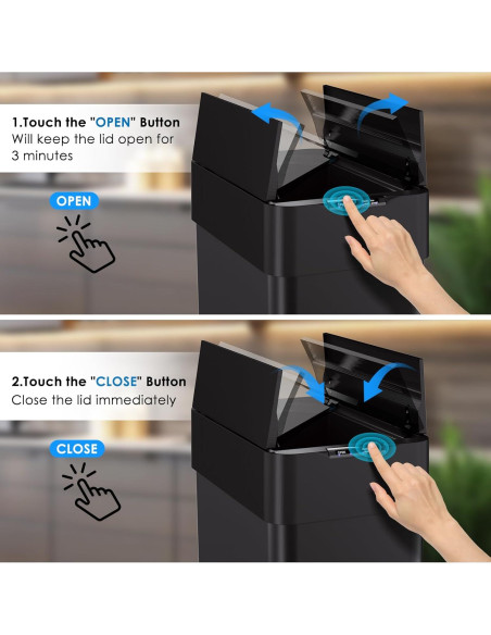 Basurero Automático Arlopu 70L Acero Inoxidable Negro