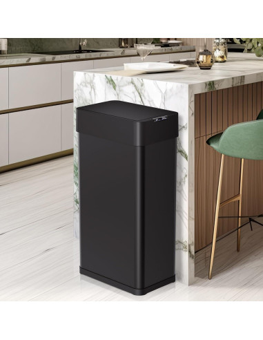 Basurero Automático Arlopu 70L Acero Inoxidable Negro