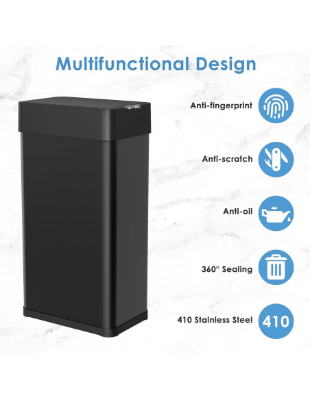 Basurero Automático Arlopu 70L Acero Inoxidable Negro