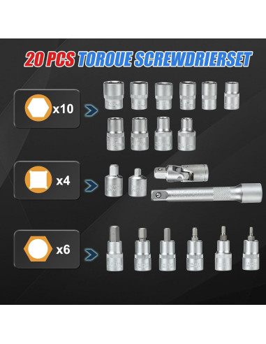 Juego de Adaptadores de Par Digital Yousnerc 10-200 Nm