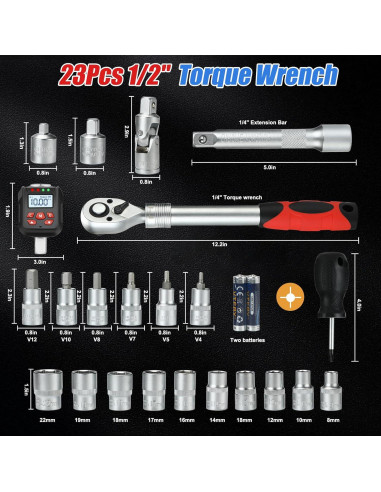 Juego de Adaptadores de Par Digital Yousnerc 10-200 Nm