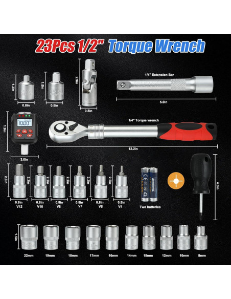 Juego de Adaptadores de Par Digital Yousnerc 10-200 Nm