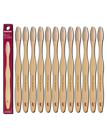 Cepillo de dientes de bambú biodegradable Plus Ultra 12 unidades