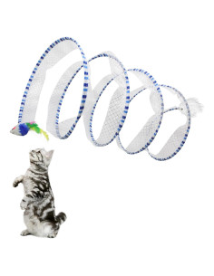 Túnel para Gatos Andiker 25 cm con Plumas y Ratón Azul