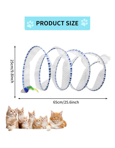 Túnel para Gatos Andiker 25 cm con Plumas y Ratón Azul