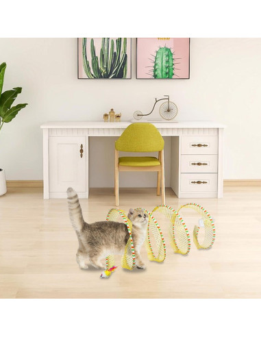 Túnel para Gatos Andiker 25 cm con Plumas y Ratón Azul