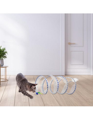 Túnel para Gatos Andiker 25 cm con Plumas y Ratón Azul