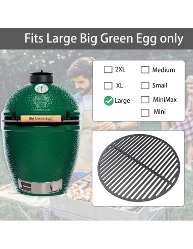 Rejilla de Parrilla de Hierro Fundido Plowo 46.2 cm para Big Green Egg