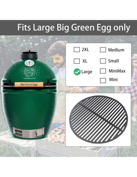 Rejilla de Parrilla de Hierro Fundido Plowo 46.2 cm para Big Green Egg