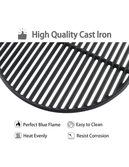 Rejilla de Parrilla de Hierro Fundido Plowo 46.2 cm para Big Green Egg