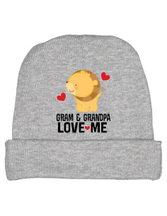 Gorro de bebé gris jaspeado con león amor abuelo
