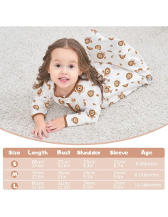 Saco de Sueño de Manga Larga Baby Honey 0-18 Meses 100% Algodón 2