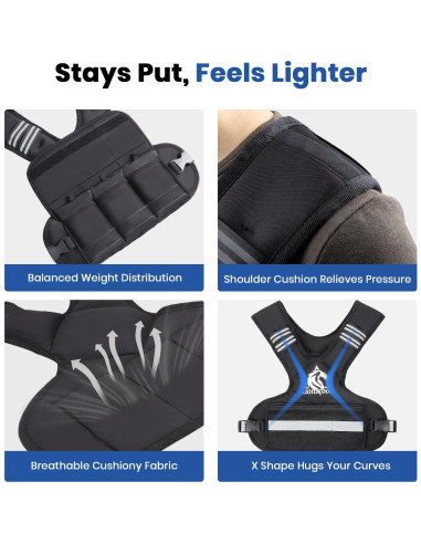 Chaleco con Peso Ajustable LIONSCOOL 1.81-14.51kg Negro