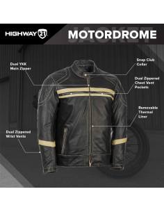Chaqueta de Cuero para Motocicleta Highway 21 - 3X Grande Negra 2