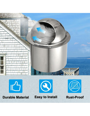 Ventilación Redonda de Soffit PATIKIL 3" Acero Inoxidable