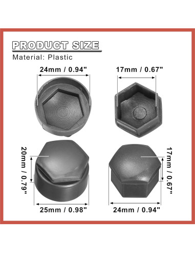 Juego de 20 Tapas de Tuerca de Rueda ACROPIX 17mm con Clip