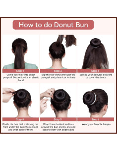 Kit Hacedor de Moño Donut YaFex 4 Piezas + Gomas y Horquillas 2