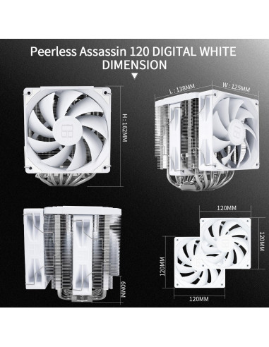 Enfriador de CPU Thermalright Peerless Assassin 120 Digital Blanco, Doble Torre y Ventiladores