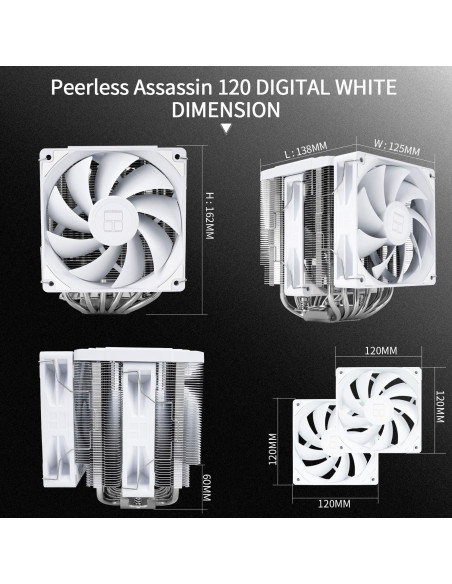 Enfriador de CPU Thermalright Peerless Assassin 120 Digital Blanco, Doble Torre y Ventiladores