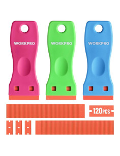 WORKPRO Raspador de Cuchillas de Plástico 3 Piezas 120 Cuchillas