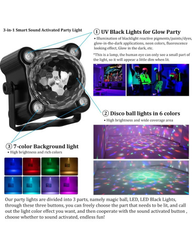 Luces de Fiesta Estroboscópicas Laucnpty con Control Remoto