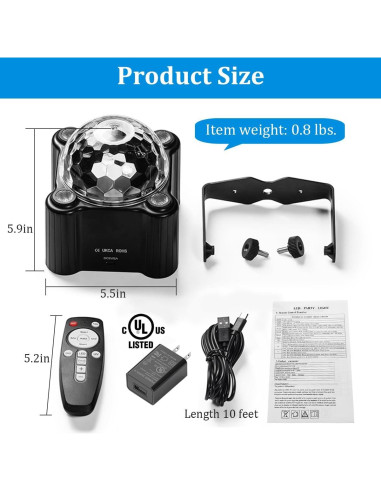 Luces de Fiesta Estroboscópicas Laucnpty con Control Remoto