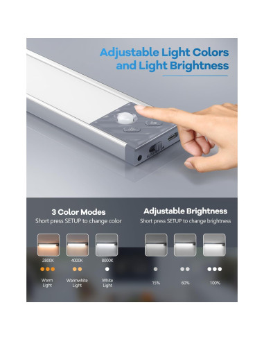 Luz LED Bajo Gabinete HIBOITEC 33.5 cm con Sensor Movimiento