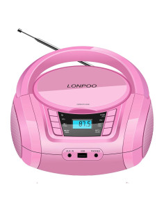 Reproductor de CD Portátil Lonpoo LP-D03 Rosa Bluetooth USB