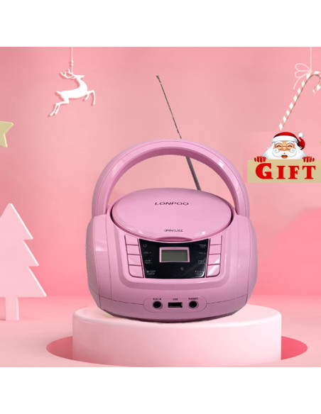 Reproductor de CD Portátil Lonpoo LP-D03 Rosa Bluetooth USB