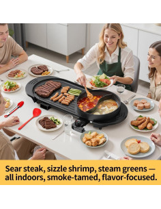 Parrilla Eléctrica AORAN 2200W y Olla Caliente Yin-Yang 67.6cm 2