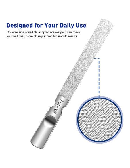 Lima de Uñas de Acero Inoxidable Doble Cara Lobodt 12cm