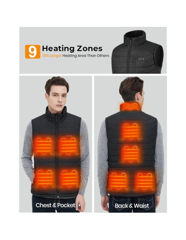 Chaleco Térmico Hombre 7.4V 16000mAh Calor Ajustable