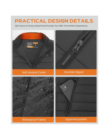 Chaleco Térmico Hombre 7.4V 16000mAh Calor Ajustable