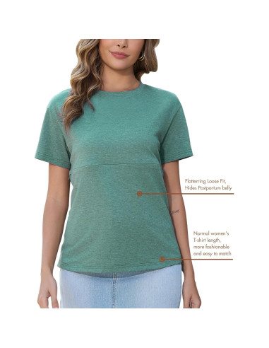 Camiseta de Lactancia Ecavus con Cremallera para Mujeres Verde