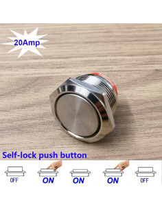 Interruptor de Botón de Presión Gebildet 19mm IP65 Acero Inoxidable 2