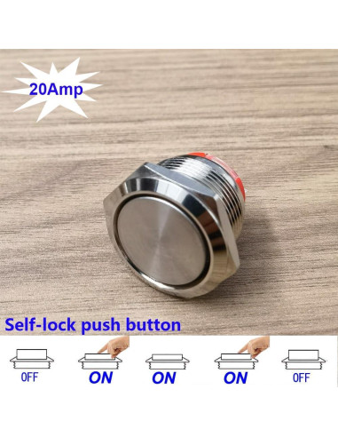 Interruptor de Botón de Presión Gebildet 19mm IP65 Acero Inoxidable
