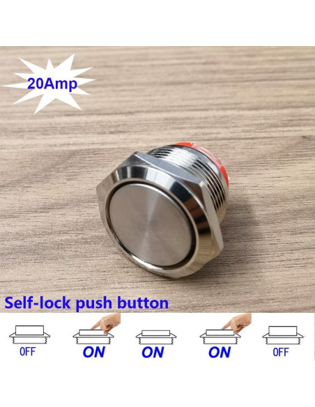 Interruptor de Botón de Presión Gebildet 19mm IP65 Acero Inoxidable